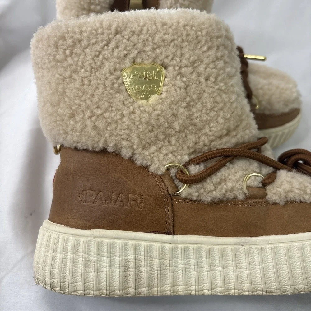 Pajar Canada Ceria In Church Brown/Cream 5/5.5 Waterproof Shearling Snow‎ Boots